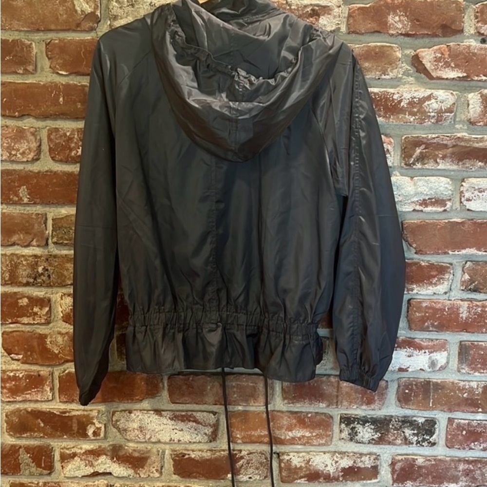 Free people rain / windbreaker charcoal grey zip up jacket rip stop parachute - Picture 6 of 10